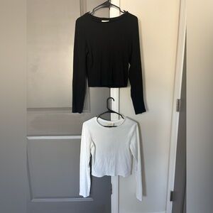Universal Thread Cropped Long Sleeve Tops in Black and White